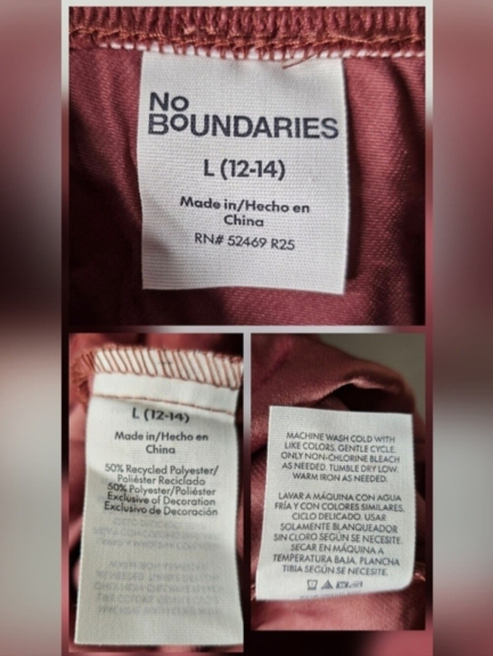No Boundaries Satin Cami Tank Top Burgundy Lace Trim Y2K Size Large NWT Wine - Picture 5 of 6
